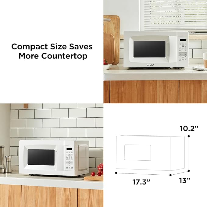 COMFEE' Countertop Microwave Oven, 0.7 Cu.Ft, 700W,Pearl White, ECO Mode