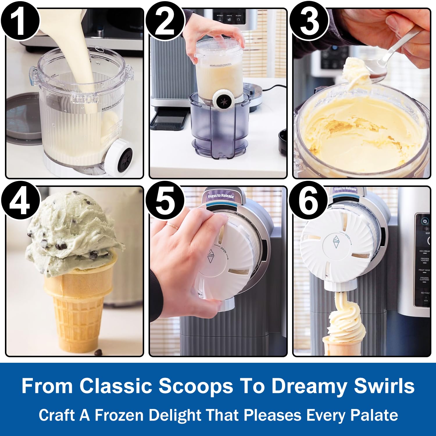 Creami Pints and Lids for Ninja Swirl, 4 pack Creamy Icecream Containers Cups Jars Tubs Canisters Smoothie Pot Compatible with NC700 Series Creamer Ice Cream Cones Machine Soft Serve Maker Accessories