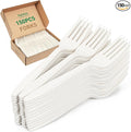 FEHHTO 100% Compostable Fork, 7" Disposable Cornstarch Forks Heavy Duty Cutlery BPI Certified Eco-Friendly Utensils Biodegradable Party Dinner Supplies No Plastic-150pcs Forks