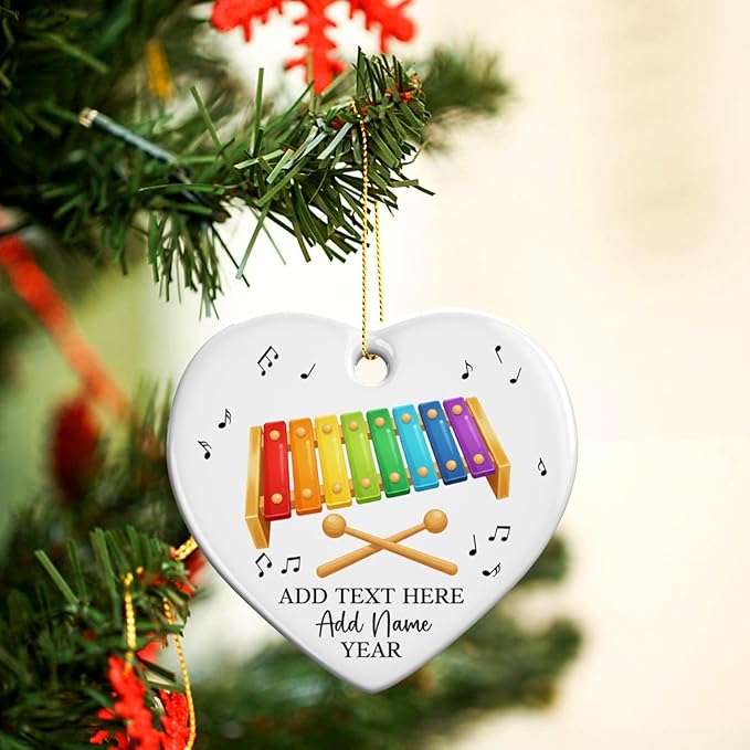 Personalized Xylophonist Christmas Ceramic Ornament, Custom Text Name & Year Xylophone Xmas Ornament, Xylophone Player Xmas Tree Hanging Ornaments 2026, Gift for Men Women Instrument Lover