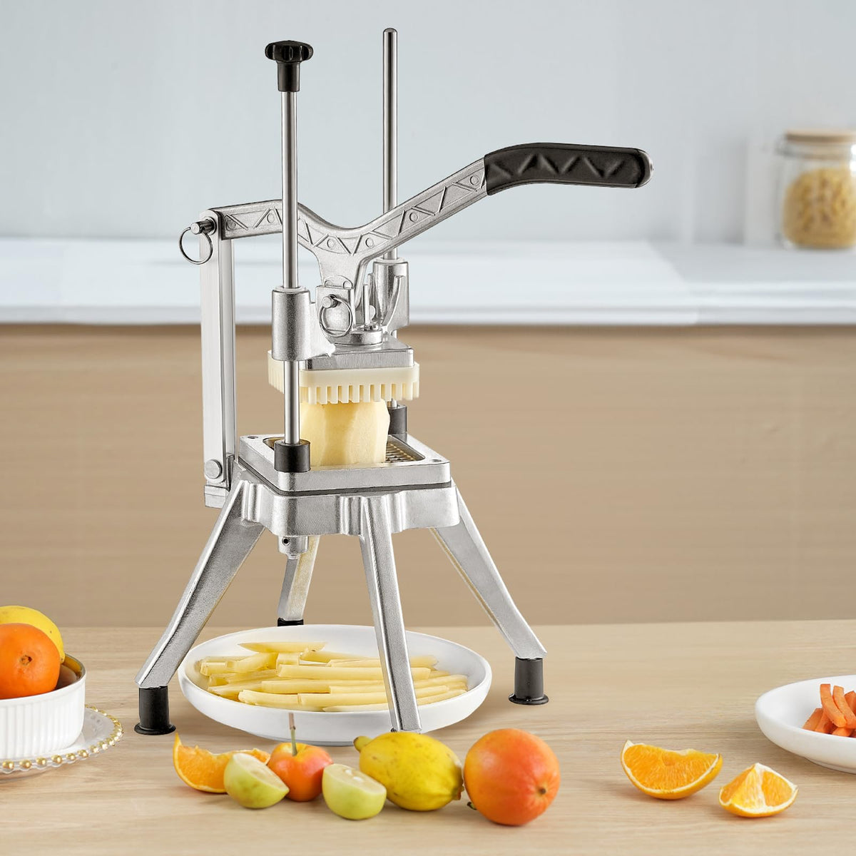 VEVOR Commercial Vegetable Fruit Chopper 3/8″ Blade Professional Food Dicer Kattex French Fry Cutter Onion Slicer Stainless Steel for Tomato Peppers Potato Mushroom Upgrade Style 3/8"