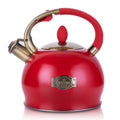SUSTEAS Whistling Tea Kettle, 2.7QT Food Grade Stainless Steel Teapot, RED
