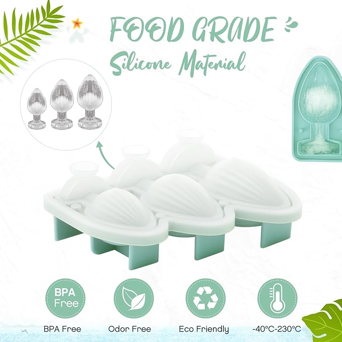 Hoolerry Ice Cube Molds Cube Trays Fun Shapes Silicone Ice Ball Maker with Lid for Whiskey Cocktails Juice Drinks Beverage Crafting Accessories Funny Gift(Green,Multi-size)