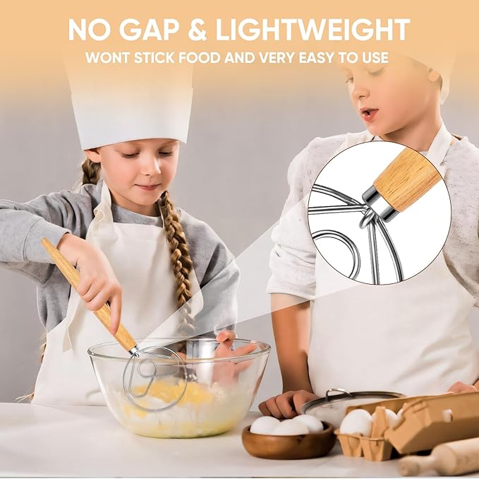 Maxjoy Danish Dough Whisk, Stainless Steel Wooden Bread Tool for Sourdough