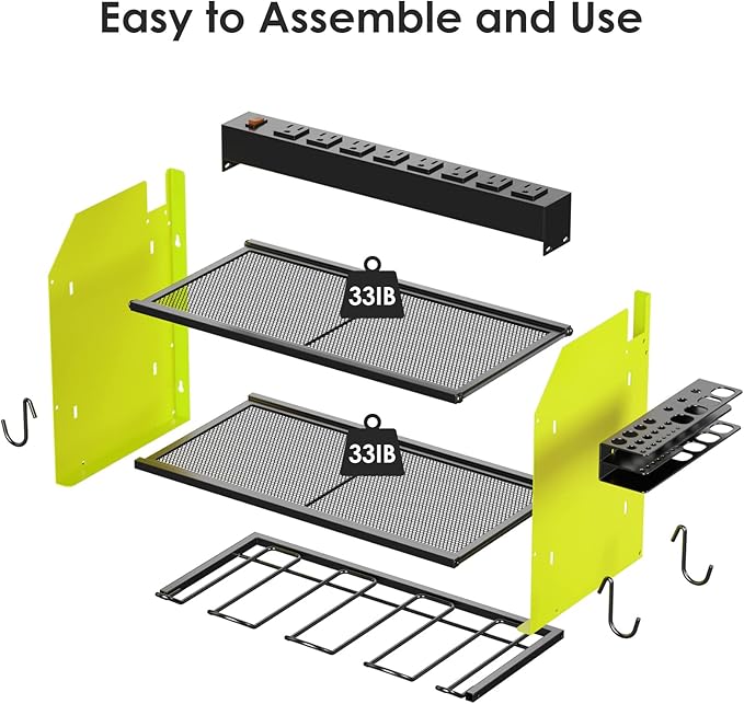 CCCEI Wall Mount Modular Tool Charging Organizer, Green, 2 Pack, 3 Tier.