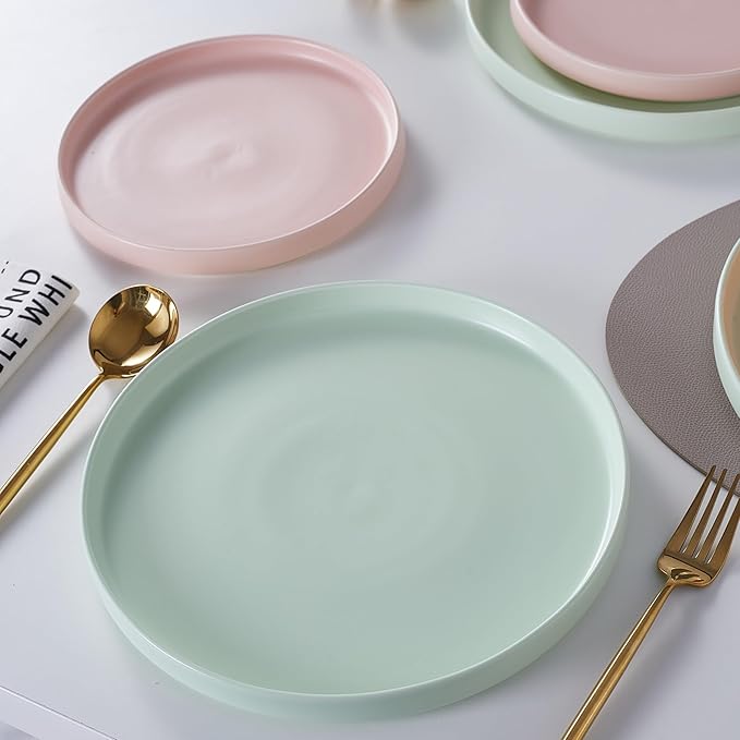 Stone Lain Stella Dinner Plate 6-Piece Set, Round, Porcelain, Lime Green