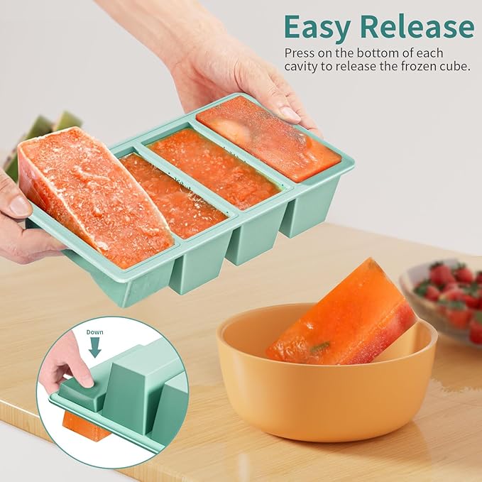 Ice Cube Tray with Lid and Bin: GGOW Silicone Flexible Ice Cube Tray with Lid - Easy Release Ice Trays with Bin - Stackable Ice Cube Maker for Freezer