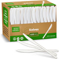Elegant Disposables 100% Compostable PLA Knives Bulk Pack 400 Pcs Biodegradable Disposable Plastic Cutlery Utensils