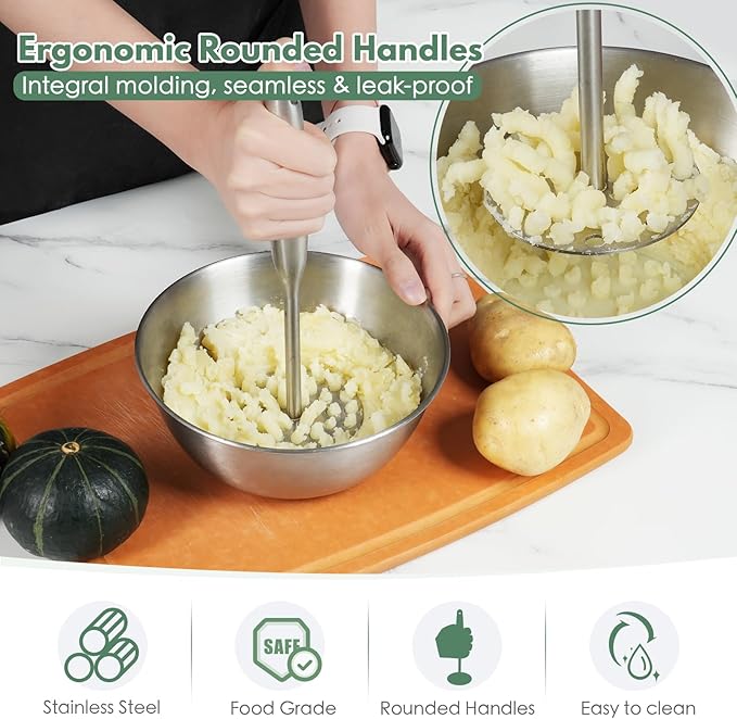 SGJGS Stainless Steel Potato Masher - Heavy Duty Mashed Potato Maker