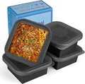 Kinggrand Kitchen 2 Cup Silicone Freezer Trays with Lid 4 Pack Silicone Freezer Molds soup freezer containers Make 4 Perfect Soups, Broths, Stews, Sauces, Curries (Black)
