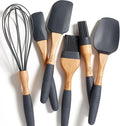 PortoFino Baking Utensils Set 6 Pieces, Baking Essentials, Set of 3 Spatulas, 2 Pastry Brushes, 1 Whisk, Baking Tools, Spatulas Silicone Heat Resistant, Silicone Cooking Utensils, Kitchen Gifts, Grey