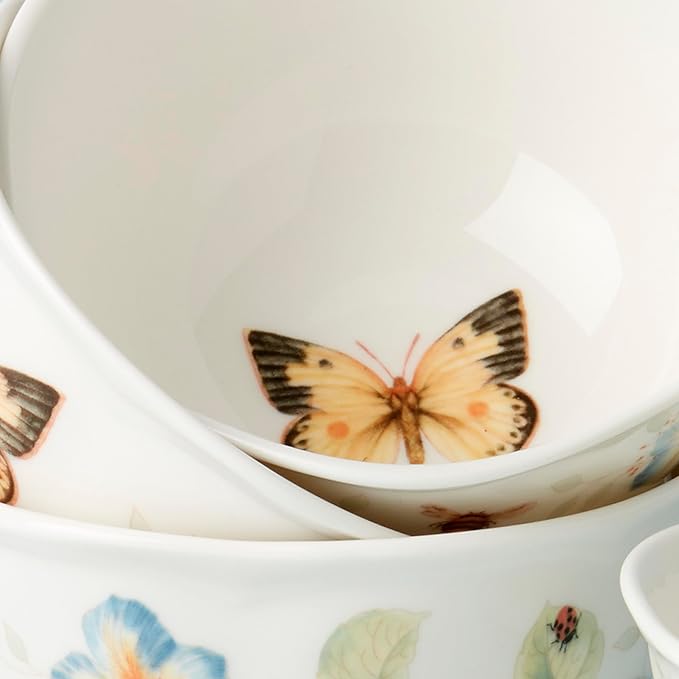 Lenox Butterfly Meadow Porcelain 4-Piece Dessert Bowl Set for 4, 12oz