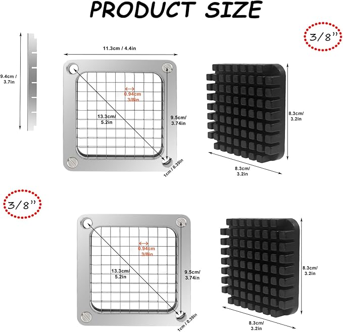 KELEYU 2Pcs 3/8''Commercial Vegetable Replacement Chopper Blade