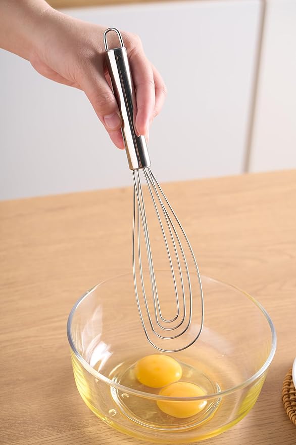 TAFOND 10.63" Stainless Steel Flat Whisk,Egg Beater for Blending,Whisking,Beating,or Stirring for Home and Kitchen