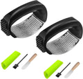 Ywmoml 2 Pack Garlic Press Rocker Set – Innovative Stainless Steel Garlic Mincer & Crusher with 2 Peelers, 2 Scrapers, and 2 Brushes for Effortless Garlic Prep | Complete Garlic Tool Kit (GREEN)