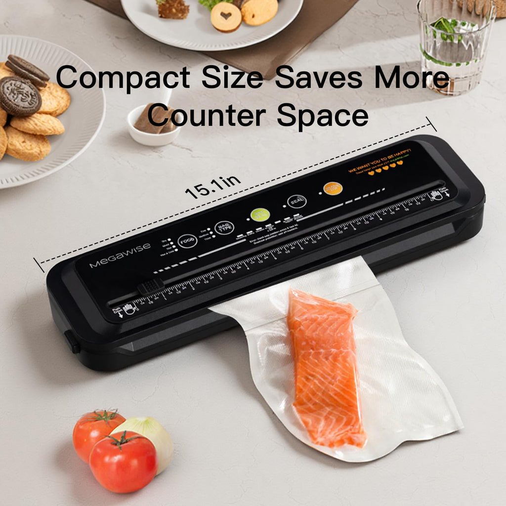 MegaWise Powerful and Compact Vacuum Sealer Machine One-Touch Automatic Food Sealer