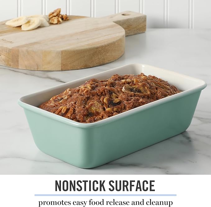 Martha Stewart Gallen 9 Inch Nonstick Carbon Steel Loaf Pan – Teal, Durable Bakeware for Even Baking and Easy Release