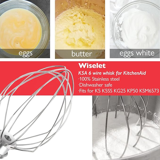 Stainless Steel K5A Whisk Part for kitchenaid 5 Qt Bowl-Lift Mixer