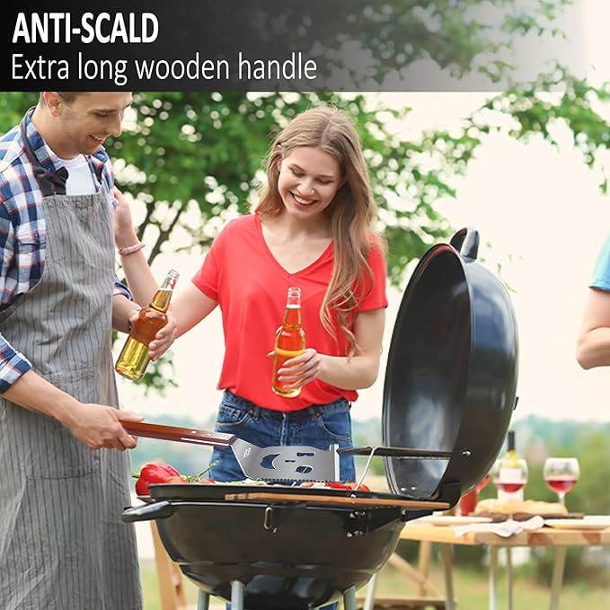 STEVEN-BULL S Heavy Duty BBQ Grill Tongs and Spatula for Outdoor Grill, 17” Long 5-in-1 Grill Spatula Comes with an 16” Long Locking Kitch Tongs, Best BBQ Gifts for Barbecue Grilling Master