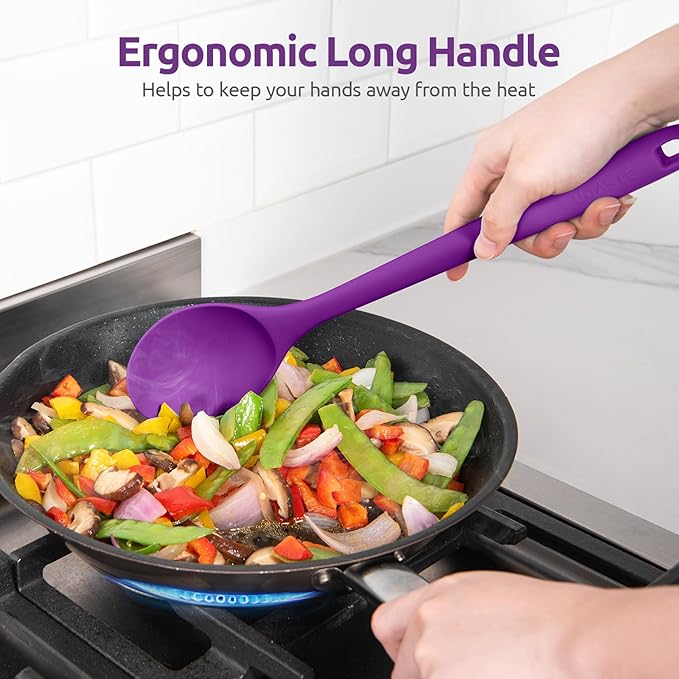U-Taste Silicone Cooking Spoon, 13.3" Long Large Mixing Spoon, Purple