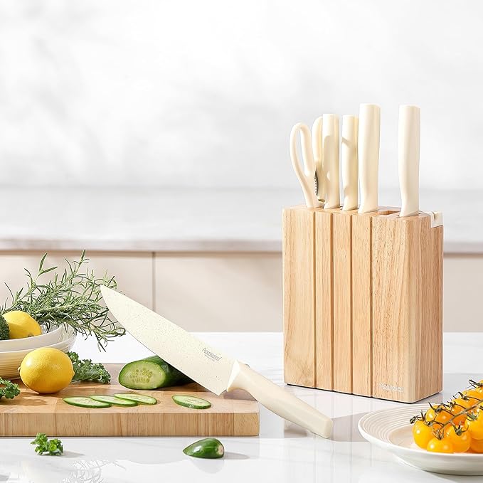 Premium Quality 8-Piece Knife Set with Block, Lightweight and Strong, Ergonomic Handles for Home,Dishwasher Safe