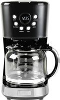 HADEN Coffee Machine, 12 Cup Programmable Drip Coffee Maker with Auto Shut-Off Function and Reusable Washable Water Filter, Black & Chrome