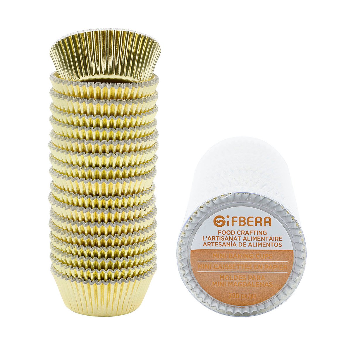 Gifbera Gold Foil Mini Cupcake Liners Small Muffin Baking Cups 300-Count