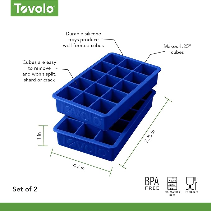 Tovolo, Perfect Cube Dark Blue, 2 Count
