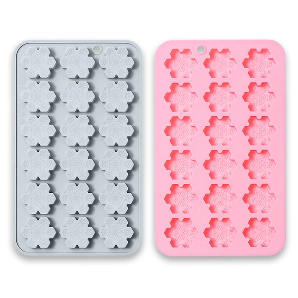 2 Pcs Snowflake Silicone Molds, 18-Cavity 3D Christmas Snowflake Chocolate Silicone Molds for DIY Christmas Winter Jello Candy Cupcake Fondant Baking Polymer Clay Decoration