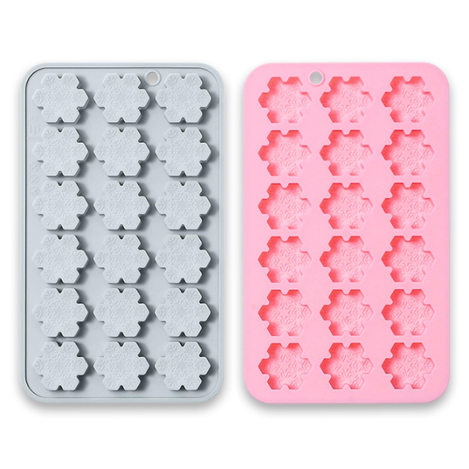 2 Pcs Snowflake Silicone Molds, 18-Cavity 3D Christmas Snowflake Chocolate Silicone Molds for DIY Christmas Winter Jello Candy Cupcake Fondant Baking Polymer Clay Decoration