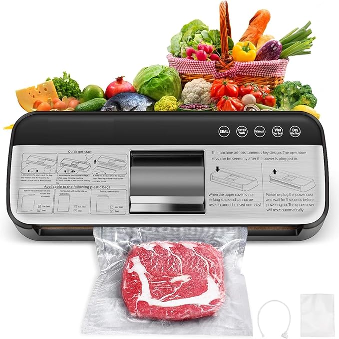 85KPa Vacuum Sealer Machine One-Touch Automatic Food Sealer with 15 Bags