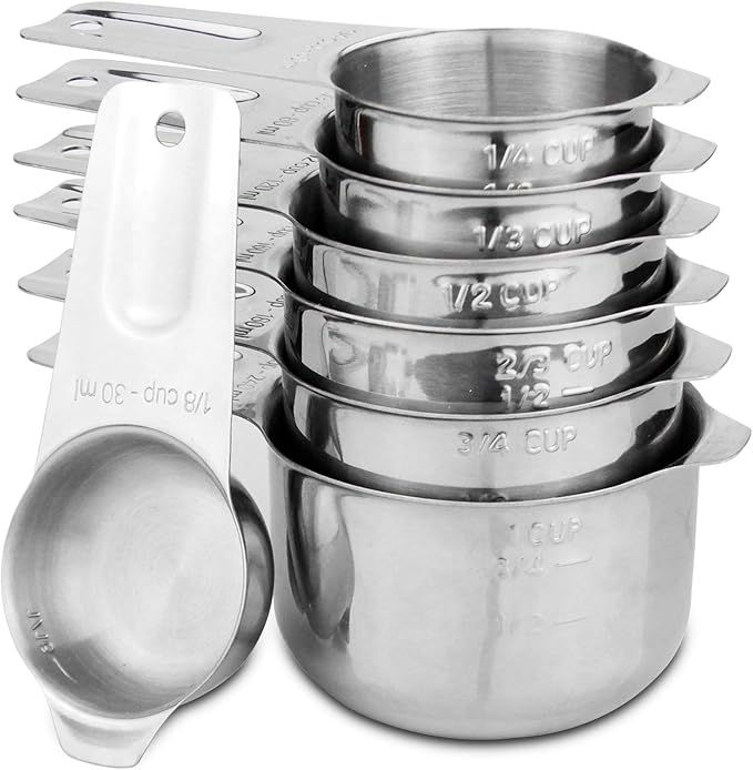 7-Piece 18/8 Stainless Steel Measuring Cups Set, Silver