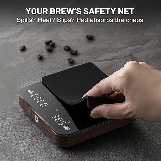 KitchenTour CaféMetric Coffee Scale with Timer 0.1g/2000g - Precision Small Scale for Espresso & Pour Over - Mini Scale with LED Display Recharge Black