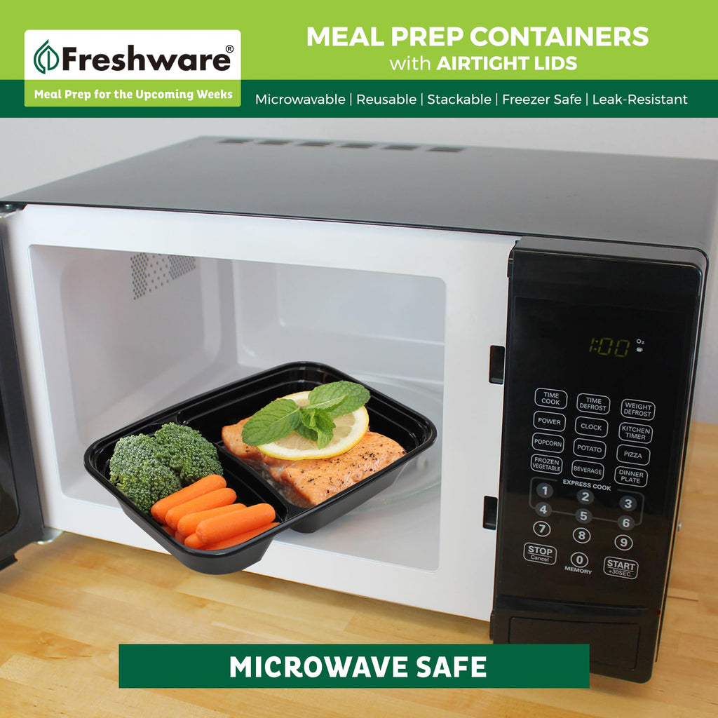 Freshware Meal Prep Containers [150 Pack] 2 Compartment with Lids, Food Storage Containers, Bento Box, BPA Free, Stackable, Microwave/Dishwasher/Freezer Safe (28 oz)