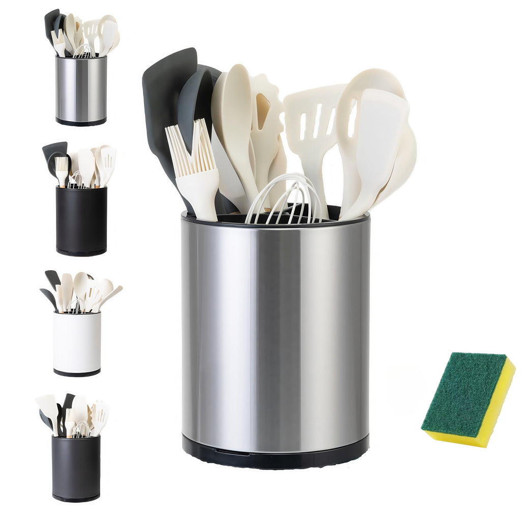 Utensil Holder,Large 360°Rotating Kitchen Utensil Holder For Counter