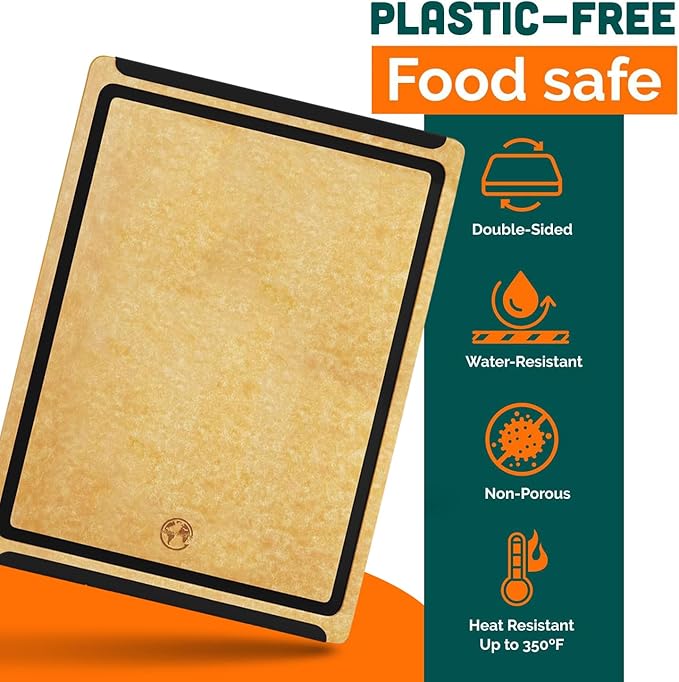 Earth’s Dreams Composite Wood Cutting Board 17” x 12”, Built in Groove
