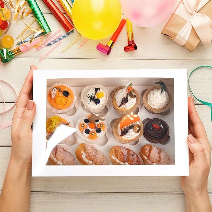 VGOODALL 12 Count Cupcake Boxes, 6 PCS Cupcake Container with Window