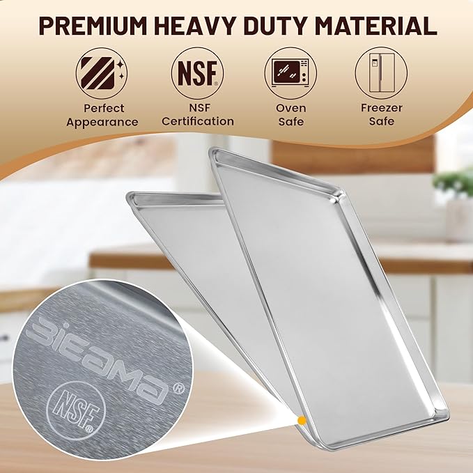 BIEAMA 12 Pack 26" x 18" Full Size Baking Sheet Pan, Aluminum