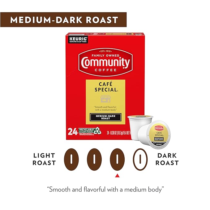Community Coffee Cafe Special, Medium-Dark Roast, K-Cup for Keurig Brewers, 12 Count (Pack of 6)