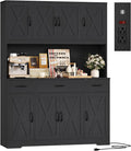 HOSTACK 71" H Kitchen Pantry Cabinet, 55" Kitchen Hutch, Black Wood Grain