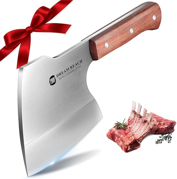 Dream Reach Meat Cleaver Knife - Heavy Duty Stainless Steel Hand Forged