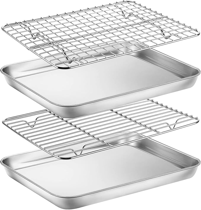 Baking Sheet with Rack Set, Stainless Steel Cookie Sheet with Cooling Rack