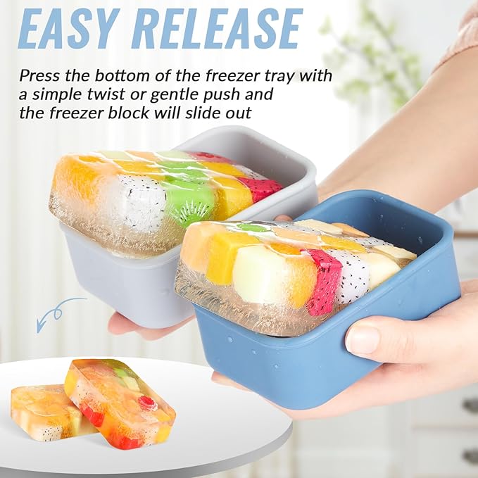 Teenyyou 6 Packs 1 Cup Silicone Freezer Molds with Lids Silicone Soup Freezer Molds Rectangle Reusable Food Preserving Tray Freezing Ice, Leftovers and Meal Prep