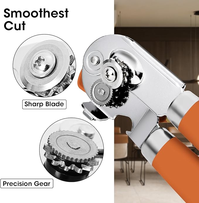 Beneno Heavy Duty Hand Can Opener Manual with Magnet Lid Remover, Orange