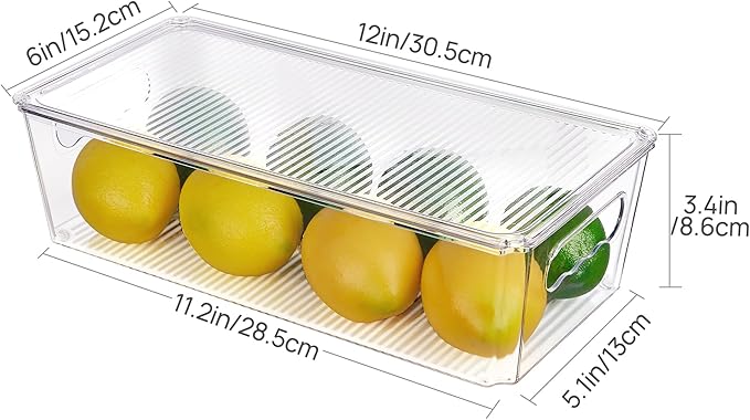 Vtopmart 4pcs Clear Stackable Storage Bins with Lids