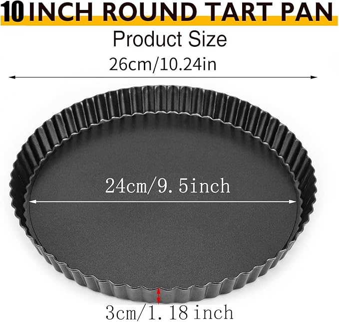 RICHSC-PAN Tart Pan 10 Inch Tart Pan Carbon Steel Round Non-Stick Pan.