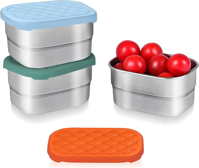 IUAOWEI 3Pack 8oz Stainless Steel Snack Containers for Kids,snack box small