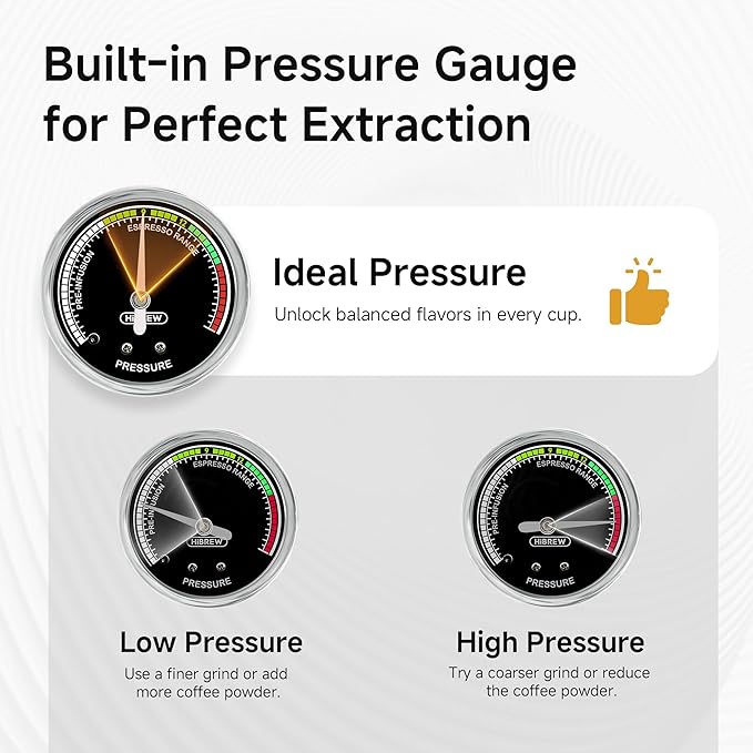 HIBREW H10B Programmable Espresso Machine with LED Display & Pressure Gauge