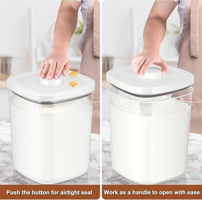 TBMAXS Airtight Rice Container 20 Lbs, Clear PET Plastic Food Storage Container Bin For Flour Sugar, Dry Food Holder with Easy Locking Lid for Kitchen Pantry Organization and Storage