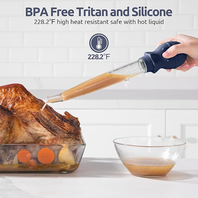 U-Taste Turkey Baster for Cooking, Basting Bulb with Brush, Midnight Blue